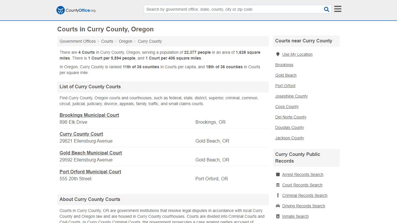 Courts - Curry County, OR (Court Records & Calendars)